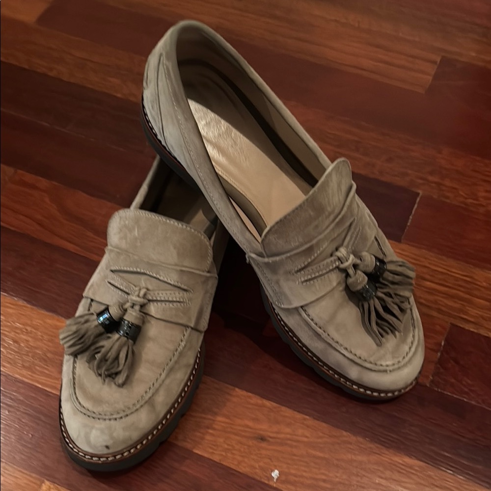 Stuart Weitzman Tan Flats with Tassels